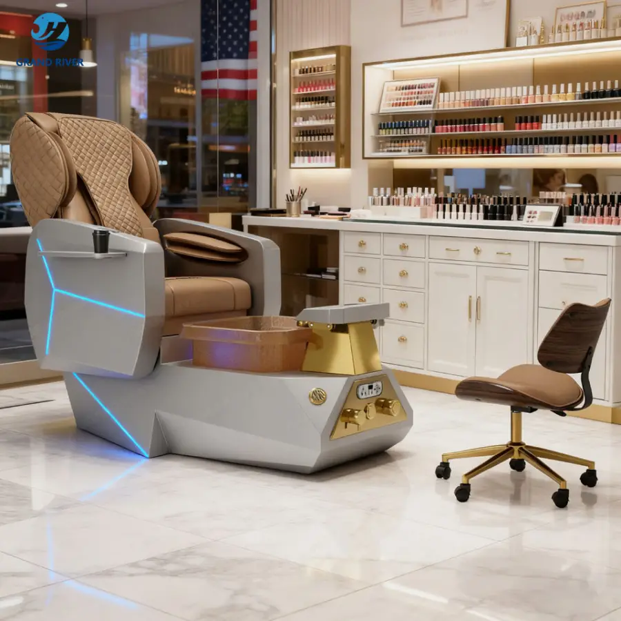 Original Design American Style king Size Pedicure Chair Foot Spa Nail Massage Chair for Manicure and Pedicure Station with Led — image 3