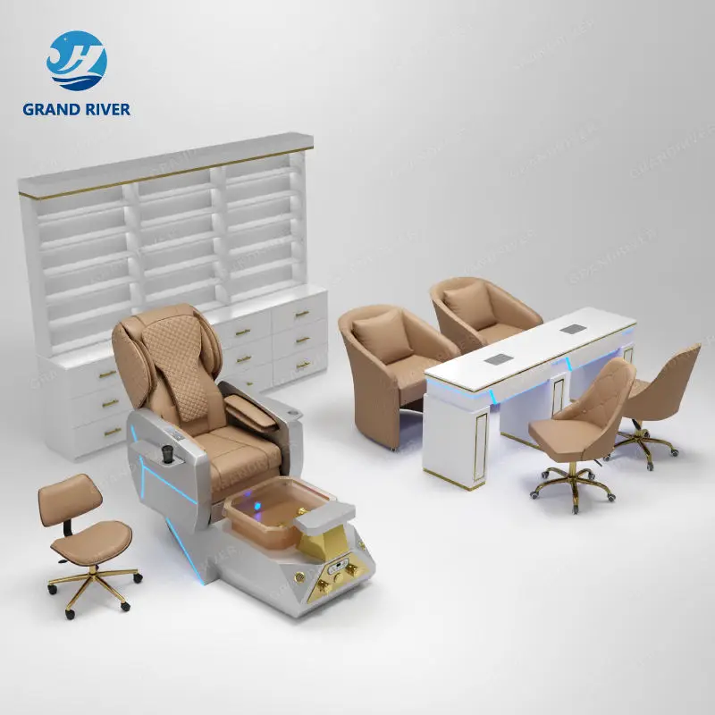 Original Design American Style king Size Pedicure Chair Foot Spa Nail Massage Chair for Manicure and Pedicure Station with Led — image 4