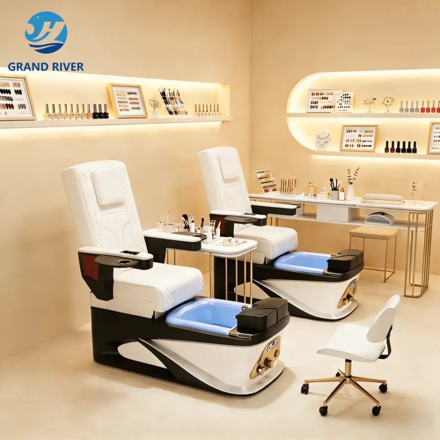 Luxury Nail Salon Furniture Beauty Modern Whirlpool Pedicure Chair No Plumbing Light Surfing Spa Massage Chair for Pedicure — image 3