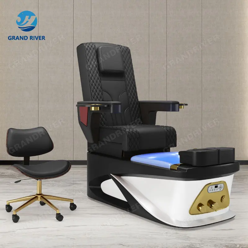 Luxury Nail Salon Furniture Beauty Modern Whirlpool Pedicure Chair No Plumbing Light Surfing Spa Massage Chair for Pedicure — image 5