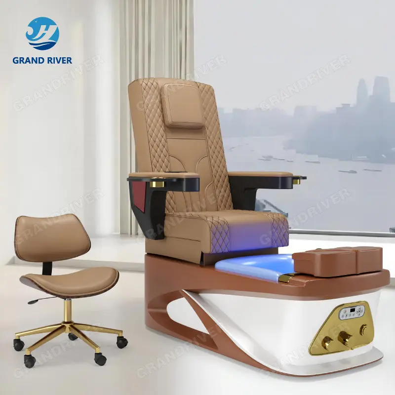Luxury Nail Salon Furniture Beauty Modern Whirlpool Pedicure Chair No Plumbing Light Surfing Spa Massage Chair for Pedicure — image 7