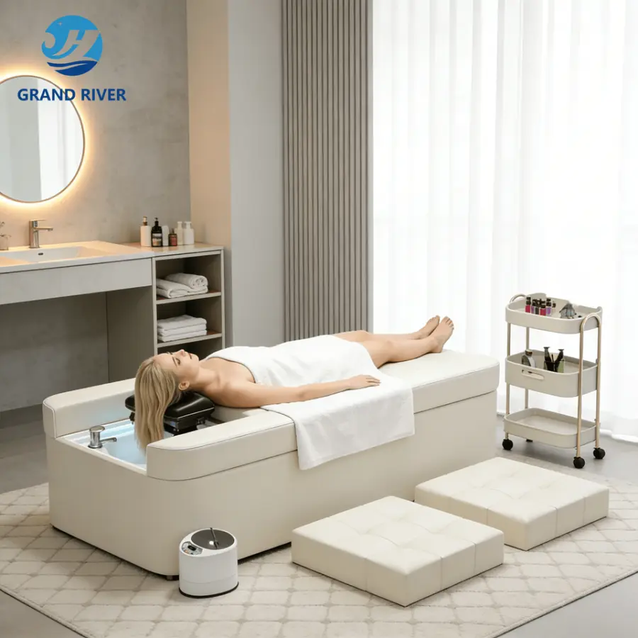Salon Bowl Sink Hair Wash Spa Head Shampoo Chair Bed Reclinable Electric Lift Pedicure Japanese Head Spa Bed for Hair Salon — image 3