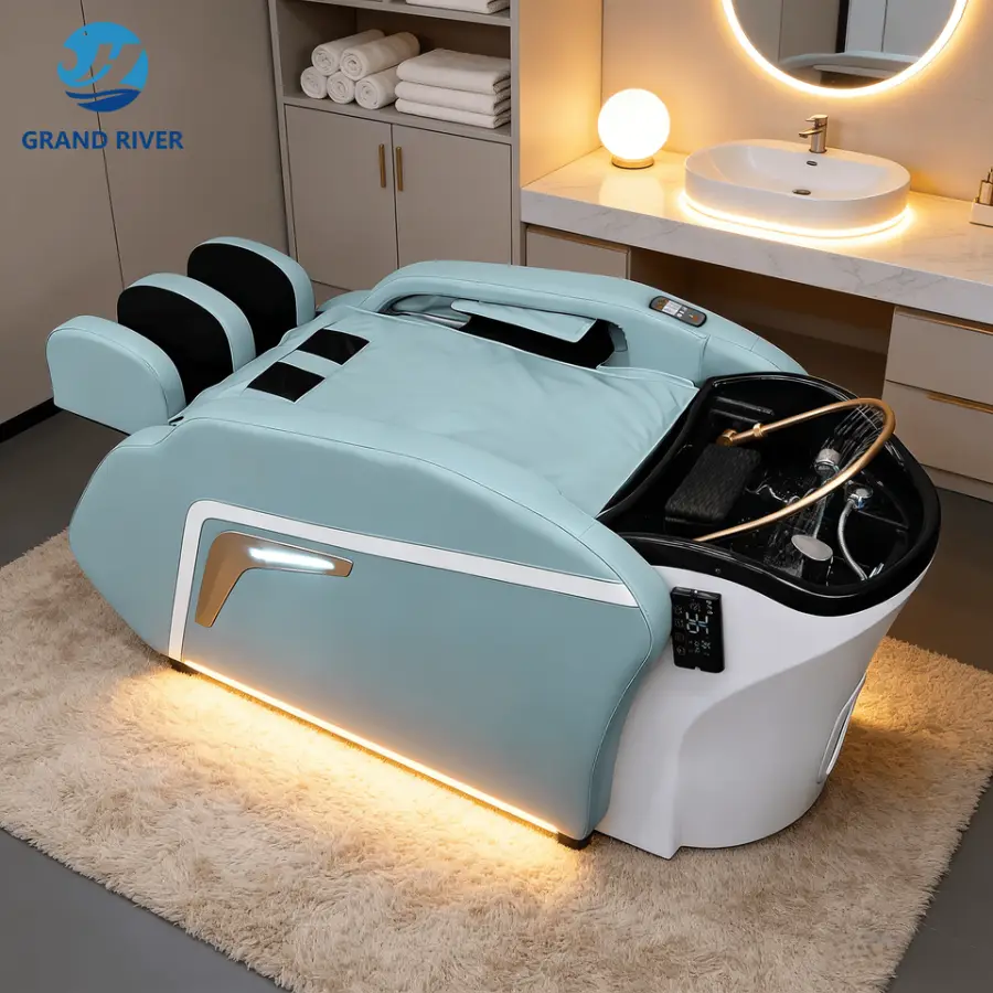 Luxury Modern Thai Hairdressing Chair for Salon Shampoo Bed 4d Full Body Electric Head Spa Massage Chair — image 3