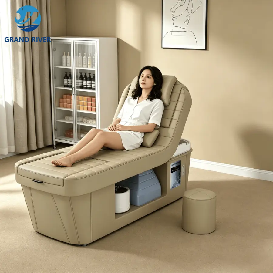 Professional High Quality Salon Electric Shampoo Bed Thai Massage Physical Therapy Head Spa Shampoo Bed with Foot Spa Basin — image 3