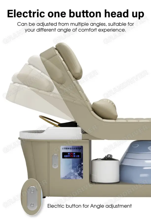 Professional High Quality Salon Electric Shampoo Bed Thai Massage Physical Therapy Head Spa Shampoo Bed with Foot Spa Basin — image 5