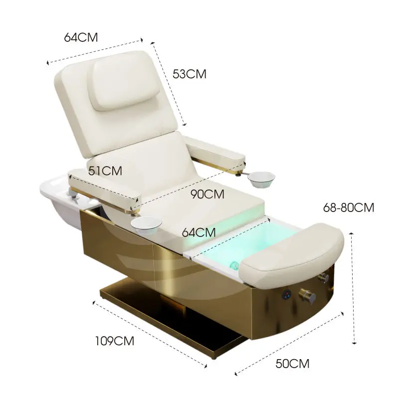 Modern Luxury Washing Basin Hair Salon Electric Adjustable Beauty Shampoo Bed Spa Foot Bath Pedicure Chair — view 4