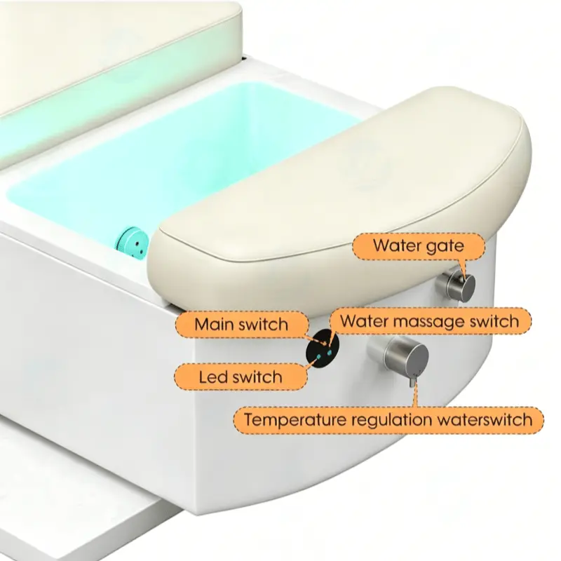 Modern Luxury Washing Basin Hair Salon Electric Adjustable Beauty Shampoo Bed Spa Foot Bath Pedicure Chair — view 5