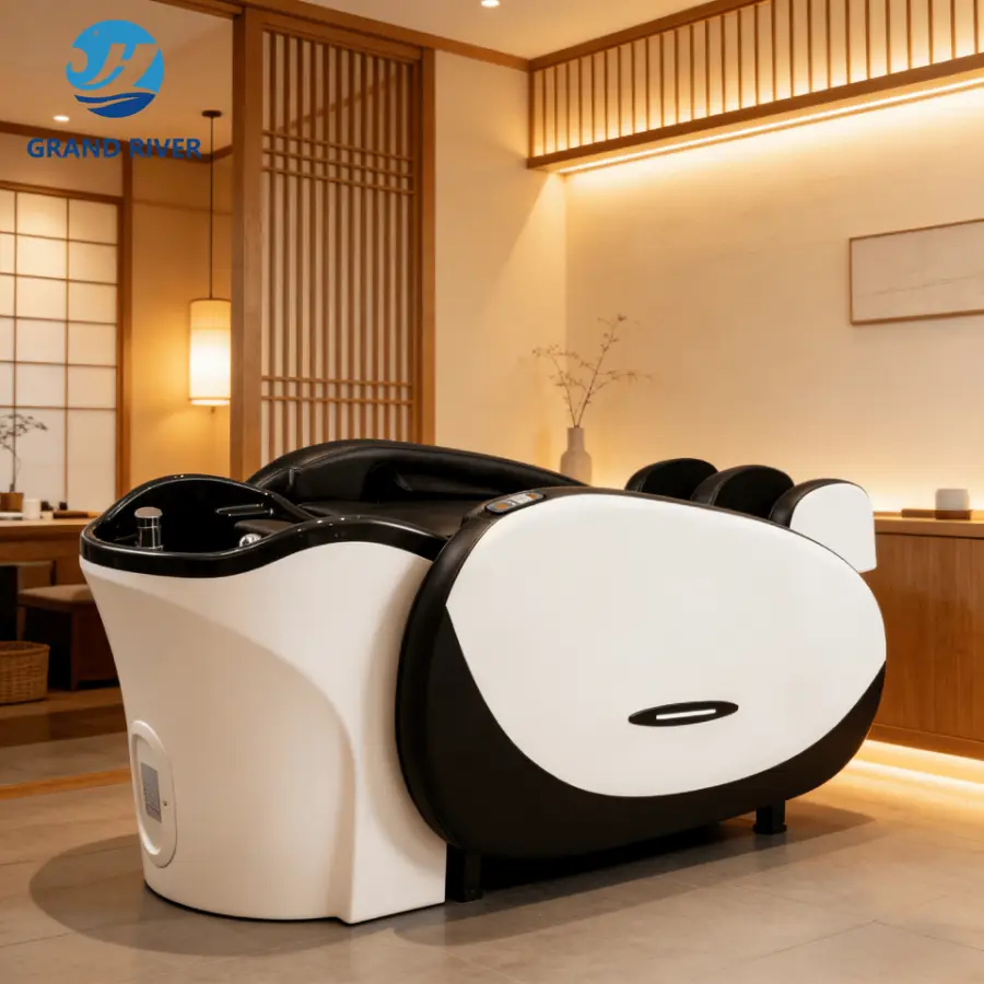 Modern Hair Salon Washing Head Therapy Electric Shampoo Chair Bed with Full Body Massage Head Spa Bed Black for Sale — image 3