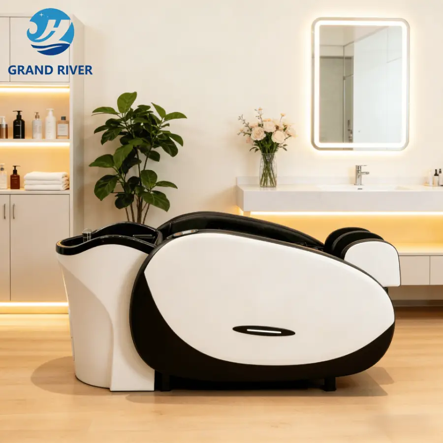 Modern Hair Salon Washing Head Therapy Electric Shampoo Chair Bed with Full Body Massage Head Spa Bed Black for Sale — image 5
