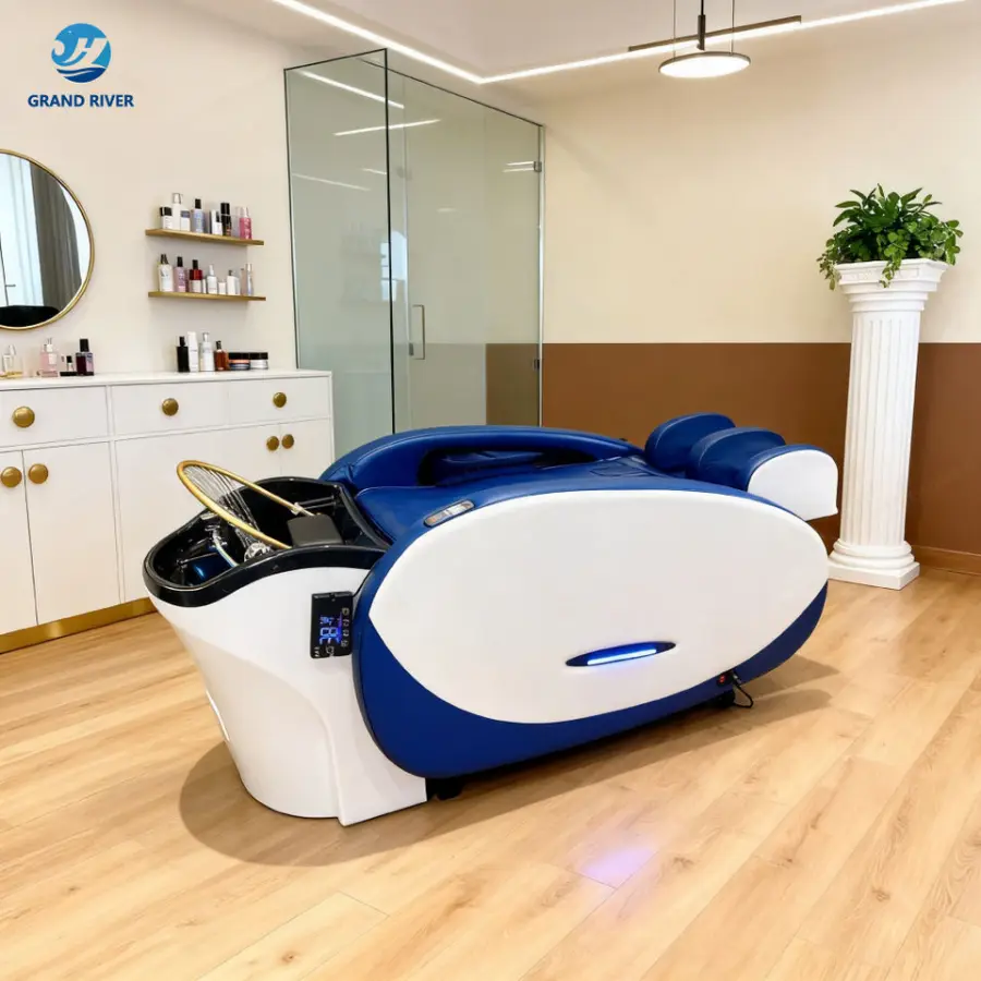 Modern Hair Salon Washing Head Therapy Electric Shampoo Chair Bed with Full Body Massage Head Spa Bed Black for Sale — image 7