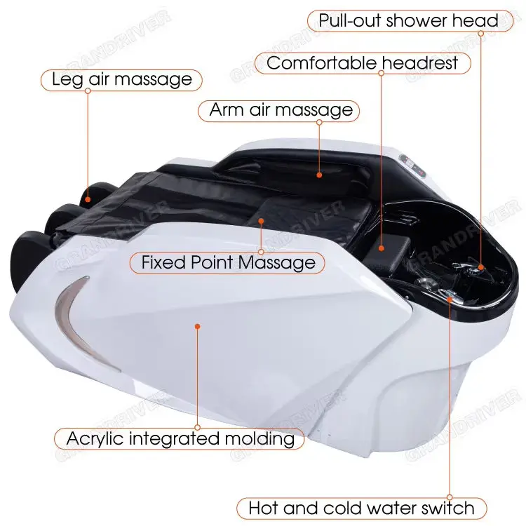 New Arrival Electric Hair Washing Spa Shampoo Bowl Bed for Salon Furniture Spa Head Massage Shampoo Station for Barbershop — image 4