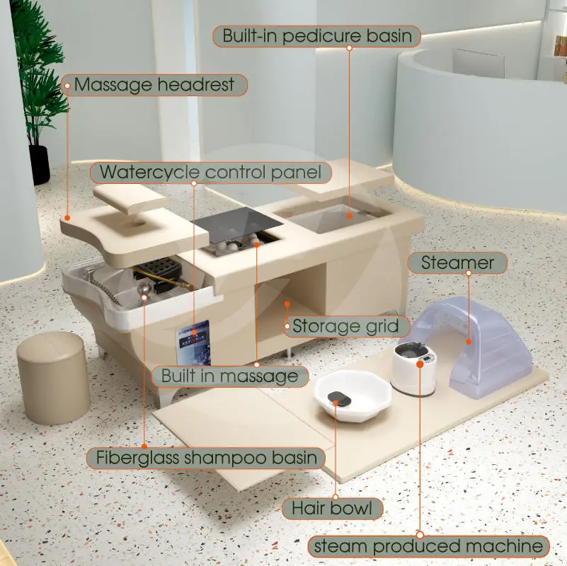 Massage Salon Shampoo Bed Multifunctional Hydrotherapy Circulating Bed Table for Barber Shop — view 1