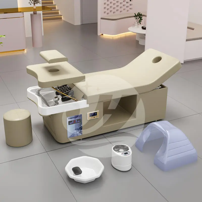 Massage Salon Shampoo Bed Special Fumigable Multifunctional Hydrotherapy Circulating Bed Salon Furniture Modern Ceramic Basin — image 3
