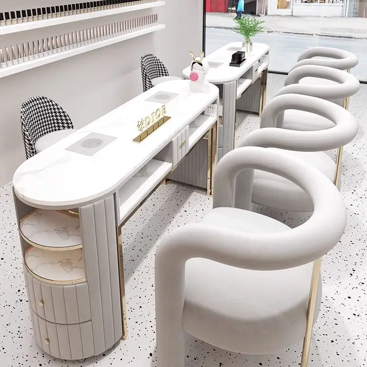Person Manicure Table Special Manicure Shop Set Gold Economy Glass Wholesale Light Luxury One or Two Beauty Salon Furnit — view 1