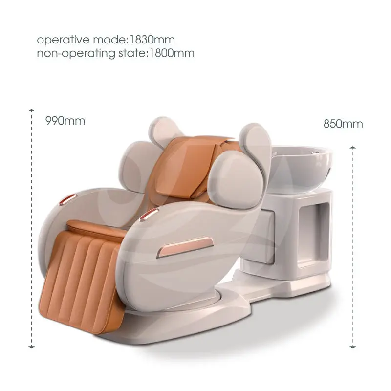 Luxury Professional Salon Furniture Beauty Hair Salon Lay Down Washing Chair 3D Full Body Massage Spa Electric Shampoo Bed — image 7