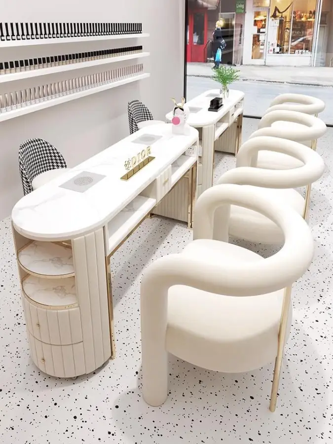 Person Manicure Table Special Manicure Shop Set Gold Economy Glass Wholesale Light Luxury One or Two Beauty Salon Furniture 1pcs — image 3