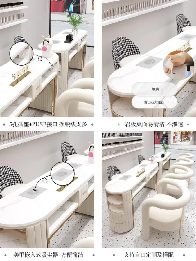 Person Manicure Table Special Manicure Shop Set Gold Economy Glass Wholesale Light Luxury One or Two Beauty Salon Furniture 1pcs — image 4
