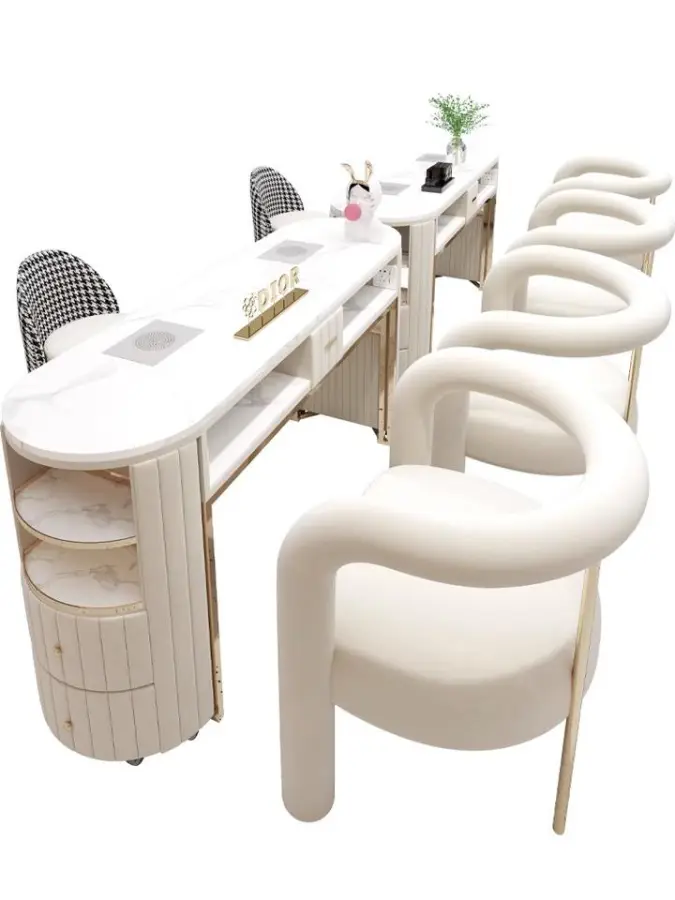 Person Manicure Table Special Manicure Shop Set Gold Economy Glass Wholesale Light Luxury One or Two Beauty Salon Furniture 1pcs — image 5