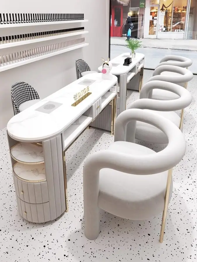 Person Manicure Table Special Manicure Shop Set Gold Economy Glass Wholesale Light Luxury One or Two Beauty Salon Furniture 1pcs — image 6