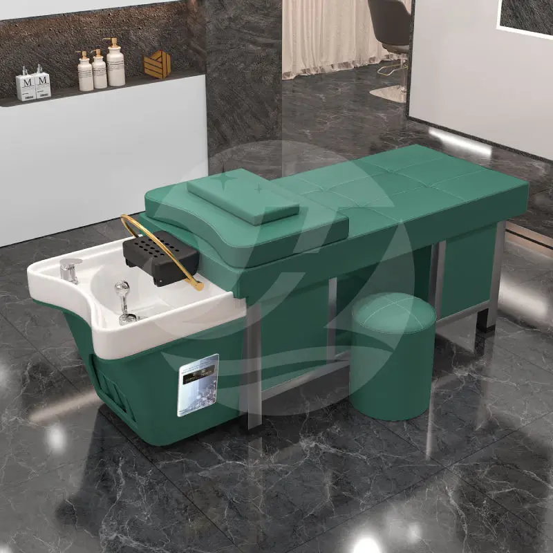 Convenient Mobile Basin Hair Washing Massage Lounge Chair Salon Hair Water Therapy Washing Thai Shampoo Bed with Steamer — image 6