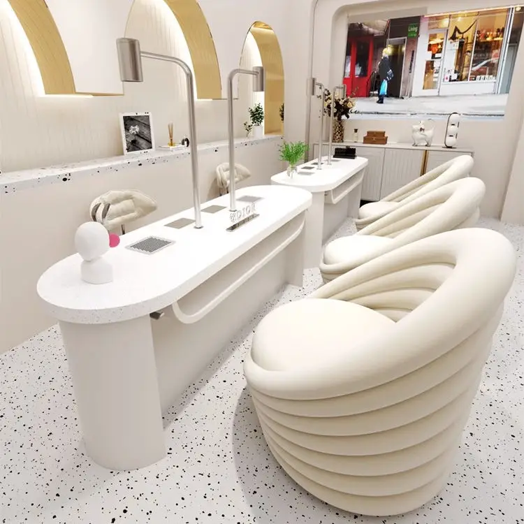 GrandRiver Factory Nordic Double Marble Nail Table and Chair Set Sofa Chair Special Price Multifunctional Nail Table — view 1