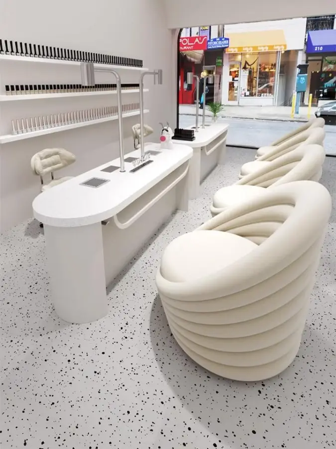 GrandRiver Factory Nordic Double Marble Nail Table and Chair Set Sofa Chair Special Price Multifunctional Nail Table — image 3
