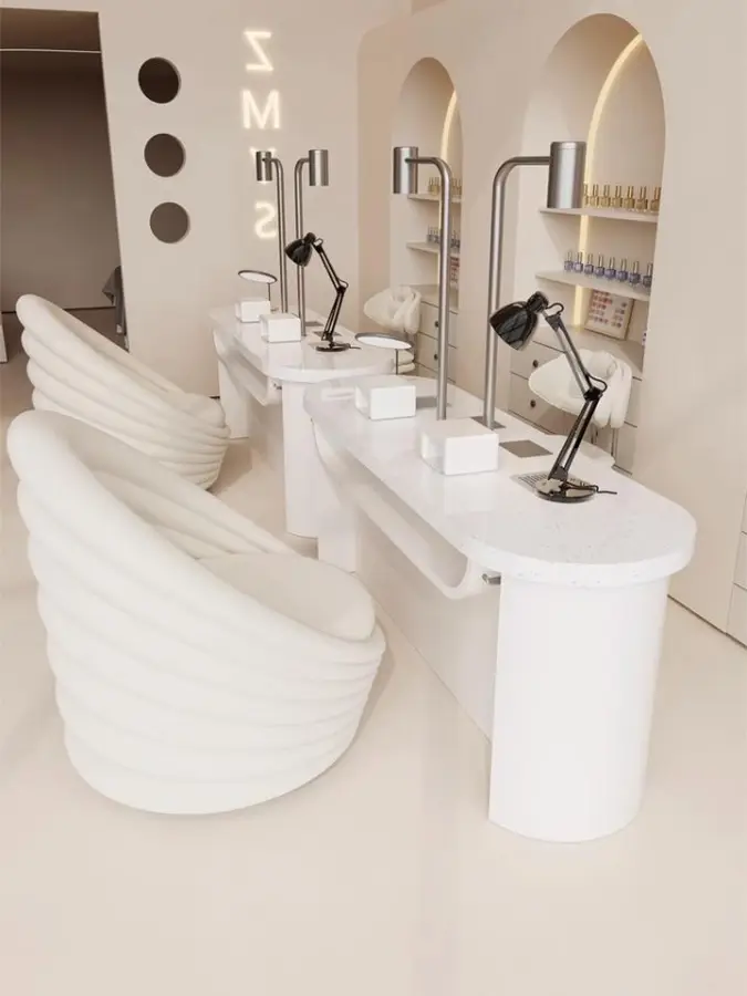 GrandRiver Factory Nordic Double Marble Nail Table and Chair Set Sofa Chair Special Price Multifunctional Nail Table — image 4