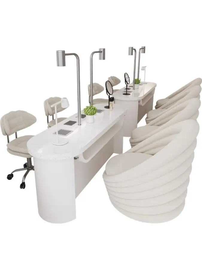 GrandRiver Factory Nordic Double Marble Nail Table and Chair Set Sofa Chair Special Price Multifunctional Nail Table — image 5