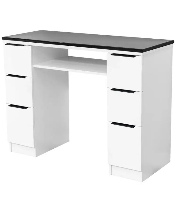 Custom Marble Nail Tech Table With Chair Set Manicure Furniture Beauty Salon Wooden Manicure Table with Dust Collector — image 6