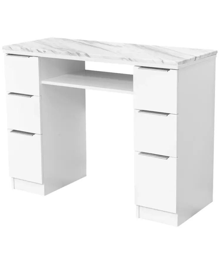 Custom Marble Nail Tech Table With Chair Set Manicure Furniture Beauty Salon Wooden Manicure Table with Dust Collector — image 7