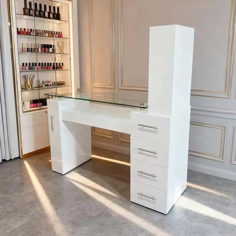 High-quality Luxury Salon Furniture Wooden Nail Care Table Beauty Salon Professional Nail Technology Manicure Desk Moder — view 1