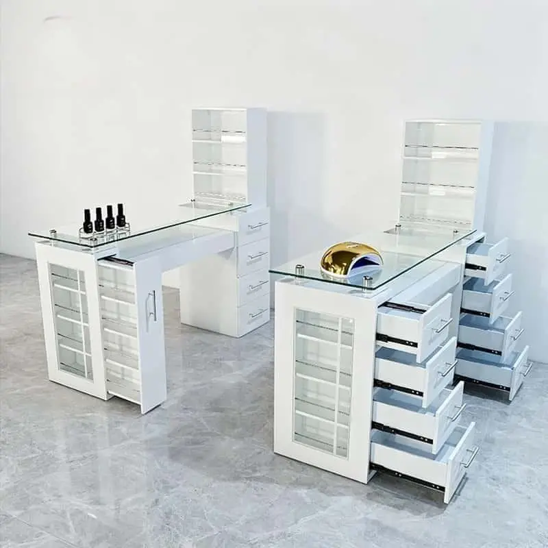 High-quality Luxury Salon Furniture Wooden Nail Care Table Beauty Salon Professional Nail Technology Manicure Desk Modern — image 6