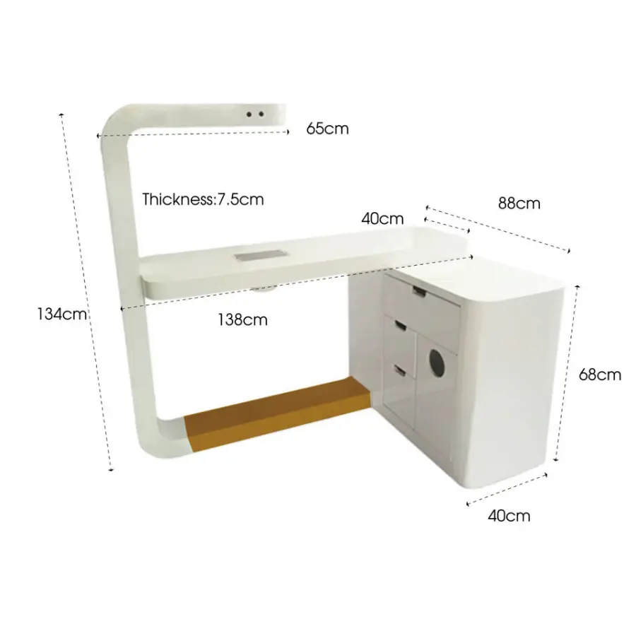 Luxury pink French Style Nail Salon Manicure Table L Shape Manicure Desk with Light Wooden Nail Desk — image 6