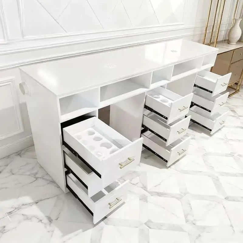 Wholesale Modern MDF Nail Table From Vietnam for Manicure and Salon Furniture Manicure Salon Desk Marble Top — image 3