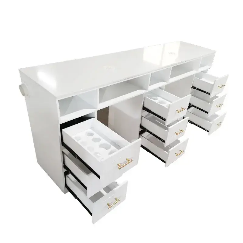 Luxury Salon Modern Design Rock Top Pedicure & Manicure Bar Table with Chair Living Room Nail Desk Table — view 6