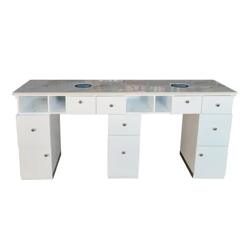 Nail Table Manicure Table and Chair Set Luxury Beauty Salon Manicure Table with Dust Collector Nail Tech Desk Lamp Nail — view 4
