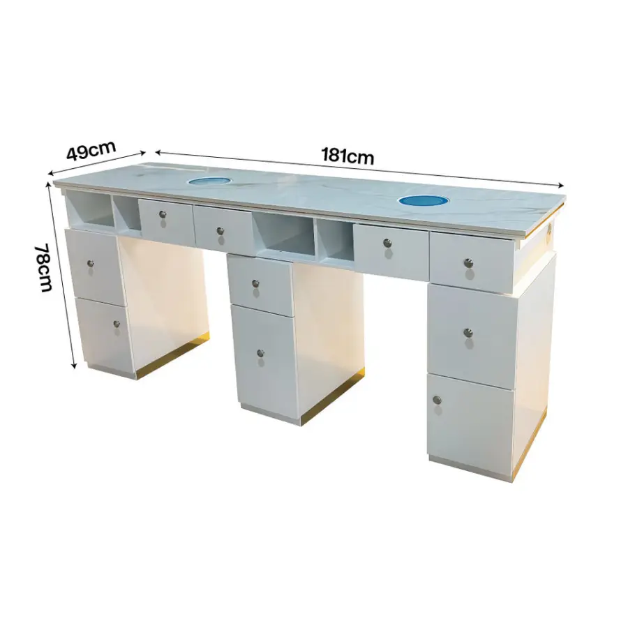 Nail Table Manicure Table and Chair Set Luxury Beauty Salon Manicure Table with Dust Collector Nail Tech Desk Lamp Nail — view 5