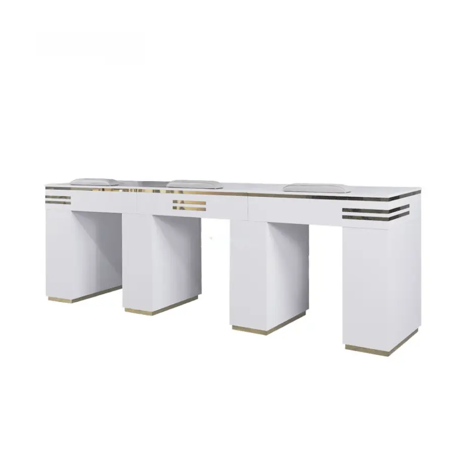 Grandriver Nail Manicure Table European Tripe Seat Nail Technician Table Multi Storage Wooden Nail Station Desk for Manicure — image 4