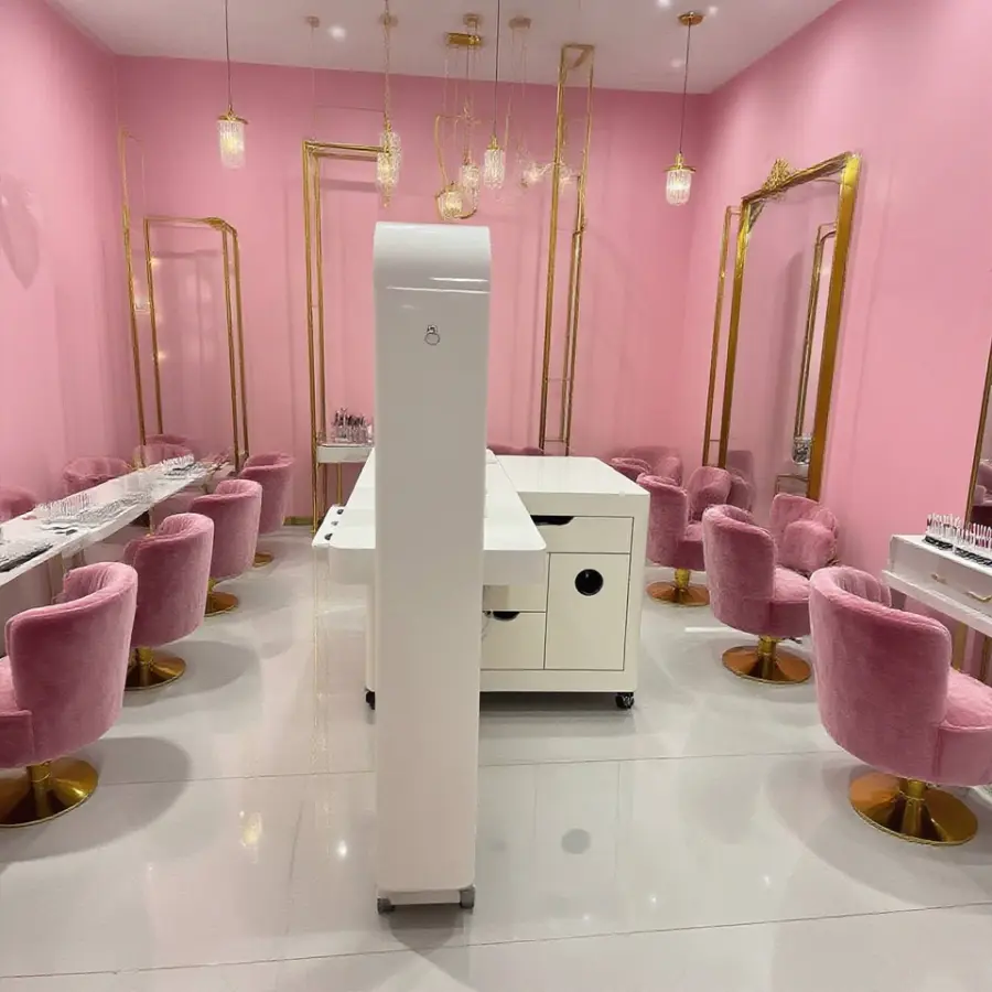 Grandriver Beauty Salon Double Nail Desk Lamp Manicurist Table with Drawers Luxury Manicure Nail Tech Table Nail Station — view 5