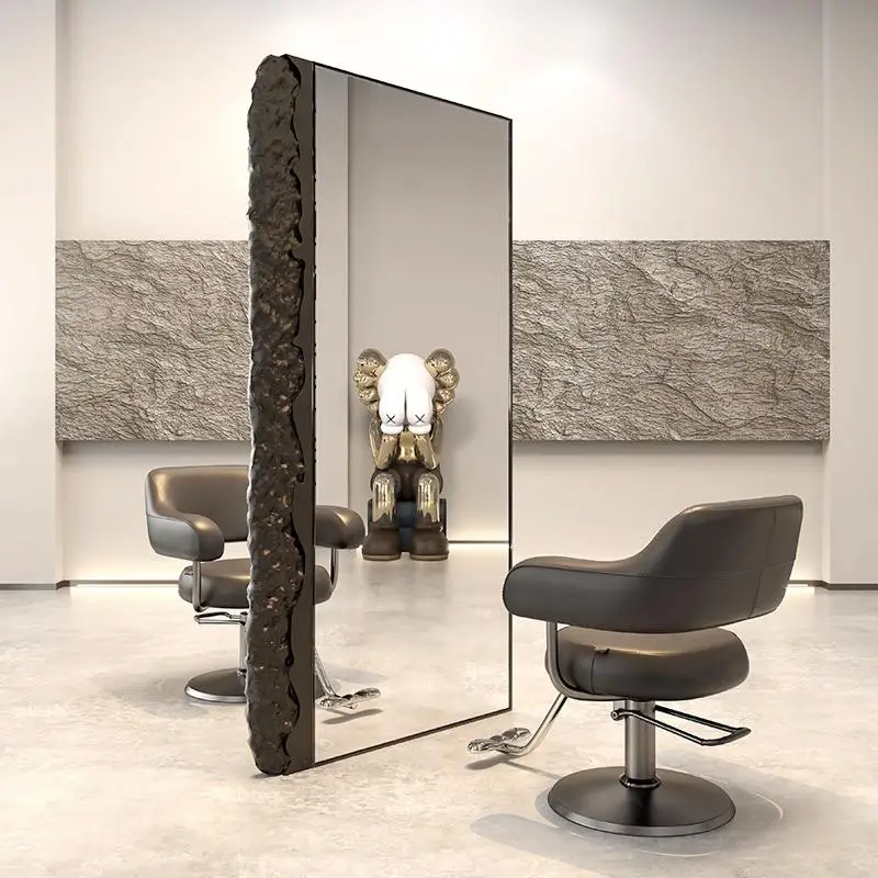 Professional Barber Salon Station Beauty Hair Styling With Led Light Salon Floor Mirror With Led Light — view 1