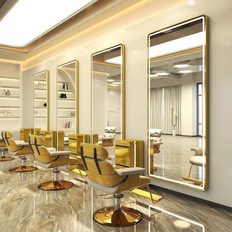 Factory Price Customizable Shapes Salon Hair Dressing Gold Led Light Aluminum Framed Illuminated Full Length Mirror — image 5
