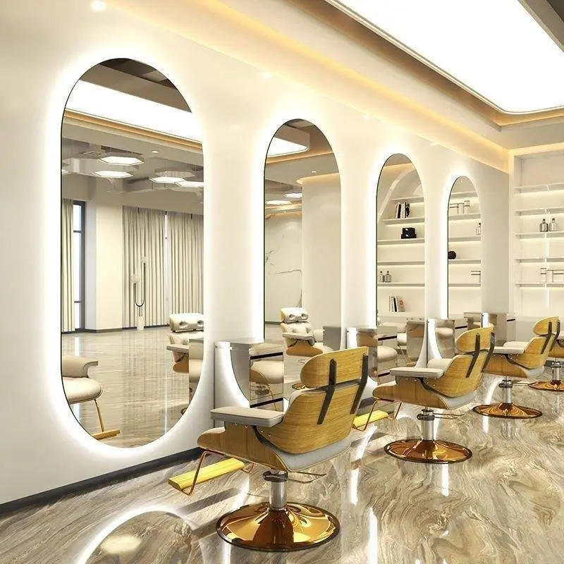 Factory Price Customizable Shapes Salon Hair Dressing Gold Led Light Aluminum Framed Illuminated Full Length Mirror — image 6