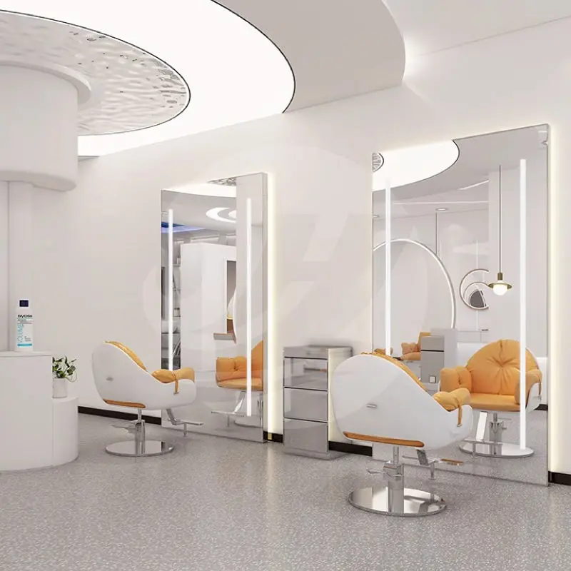 Luxurious Single Side Wall Mounted Anti Fog Salon Hairdressing Mirror Station Beauty Salon Furniture for Barbershop — image 3