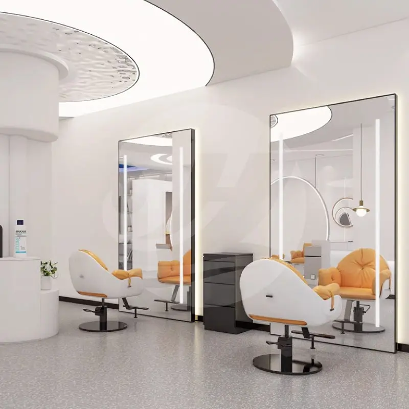 Luxurious Single Side Wall Mounted Anti Fog Salon Hairdressing Mirror Station Beauty Salon Furniture for Barbershop — image 5