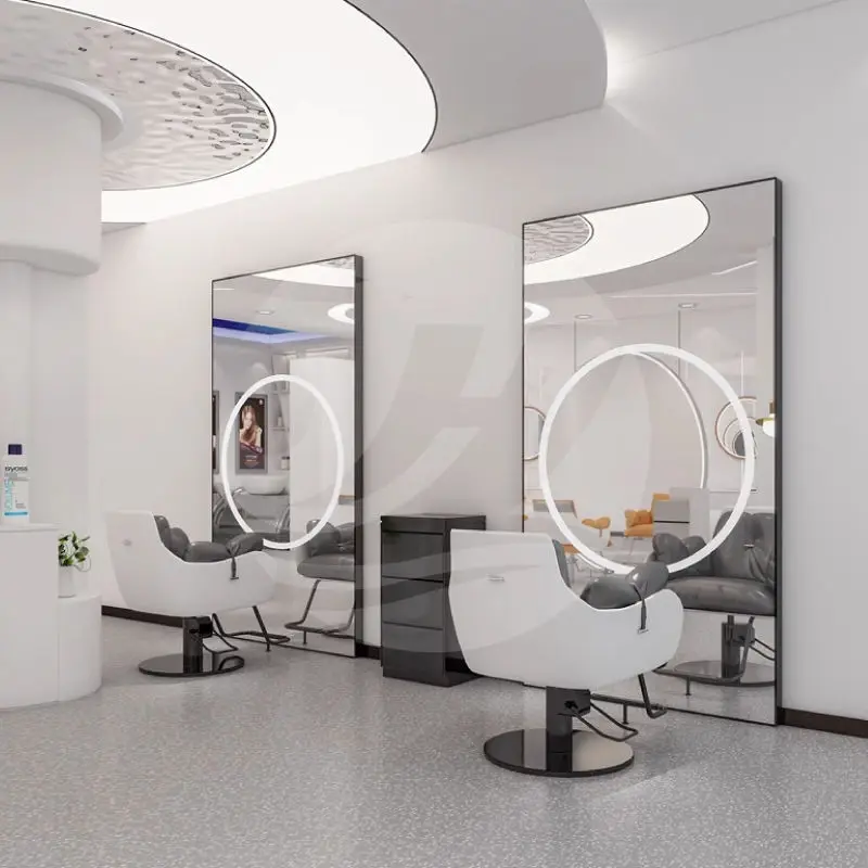 Modern Luxury Beauty Salon Mirror Station Led Light Anti Fog Hair Salon Barber Shop Hairdresser Mirror for Sale — view 1