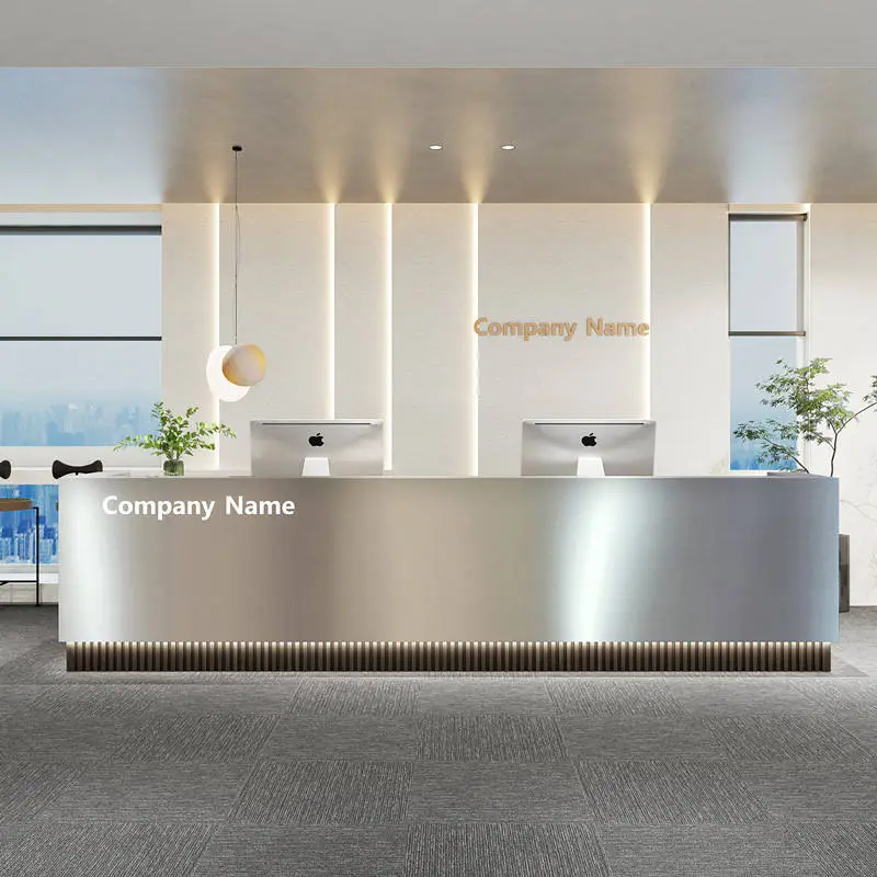Large Reception Desk Minimalist Wood Office Furniture Customizable Commercial Furniture Salon Desk Front Desk Reception — view 1