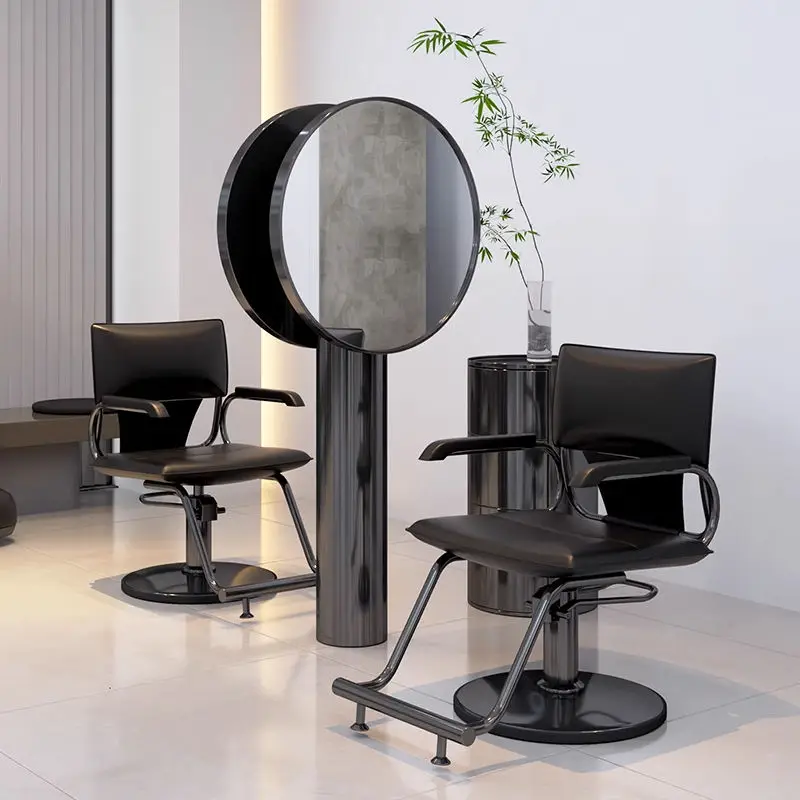 Unique Design Stainless Steel Single Sided Mirror Round Table Barber Shop Hairdressing Mirror for Perm and Dye Area — image 6