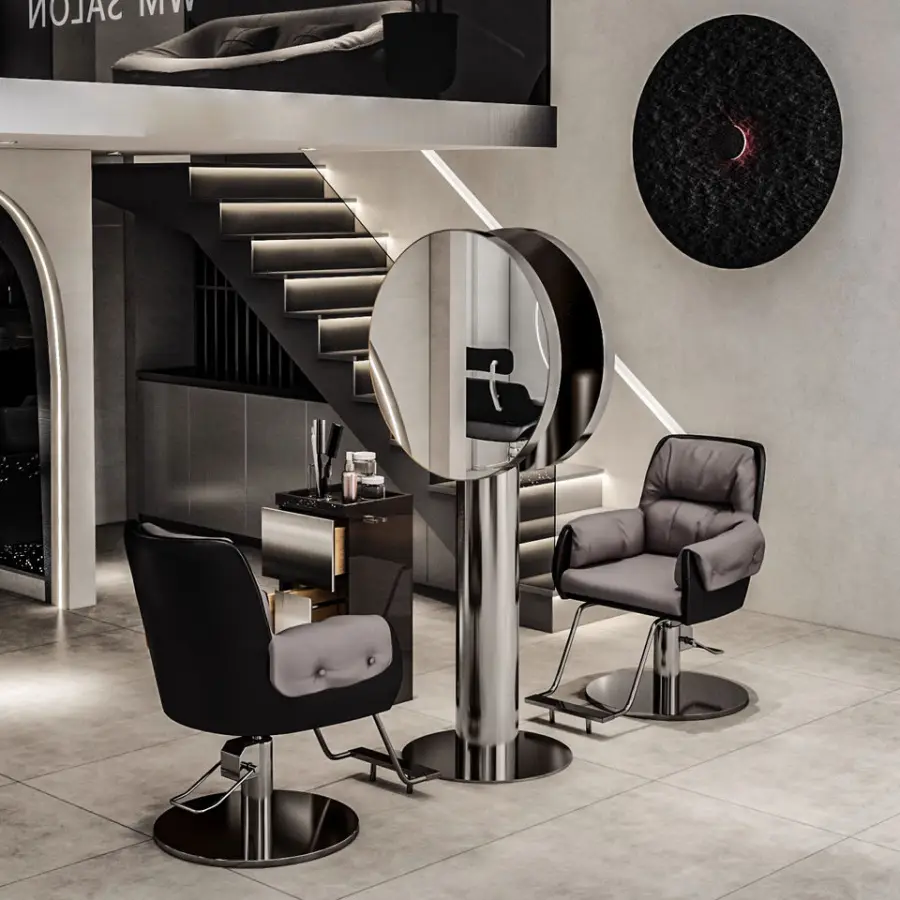 Hairdressing Salon Furniture Hair Cutting Floor Mirror Barber Shop Single and Double Sides Mirror Station for Dyeing — view 1