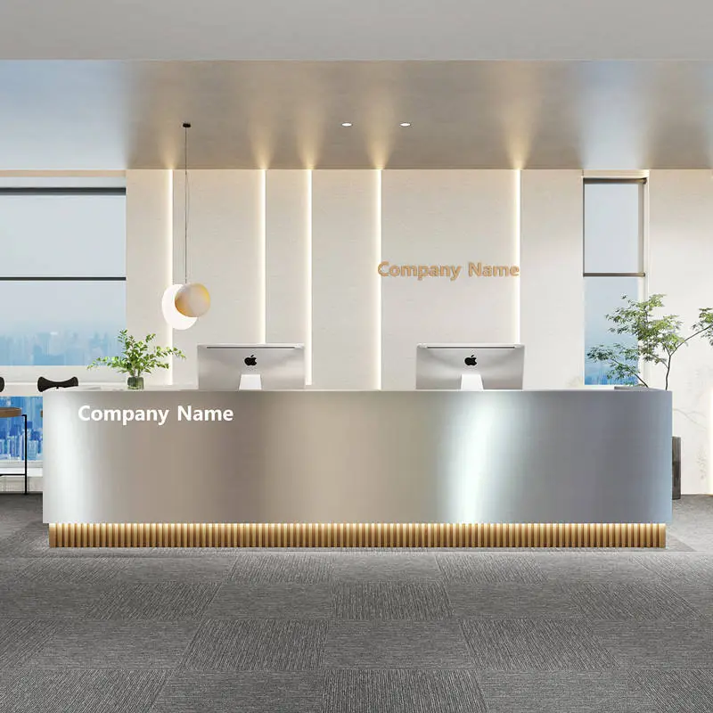 Large Reception Desk Minimalist Wood Office Furniture Customizable Commercial Furniture Salon Desk Front Desk Reception Small — image 4