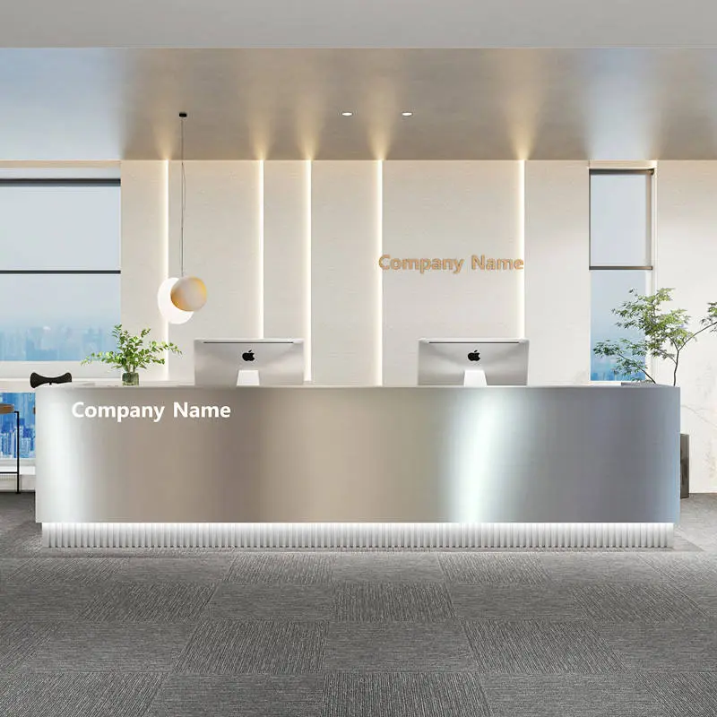 Large Reception Desk Minimalist Wood Office Furniture Customizable Commercial Furniture Salon Desk Front Desk Reception Small — image 5